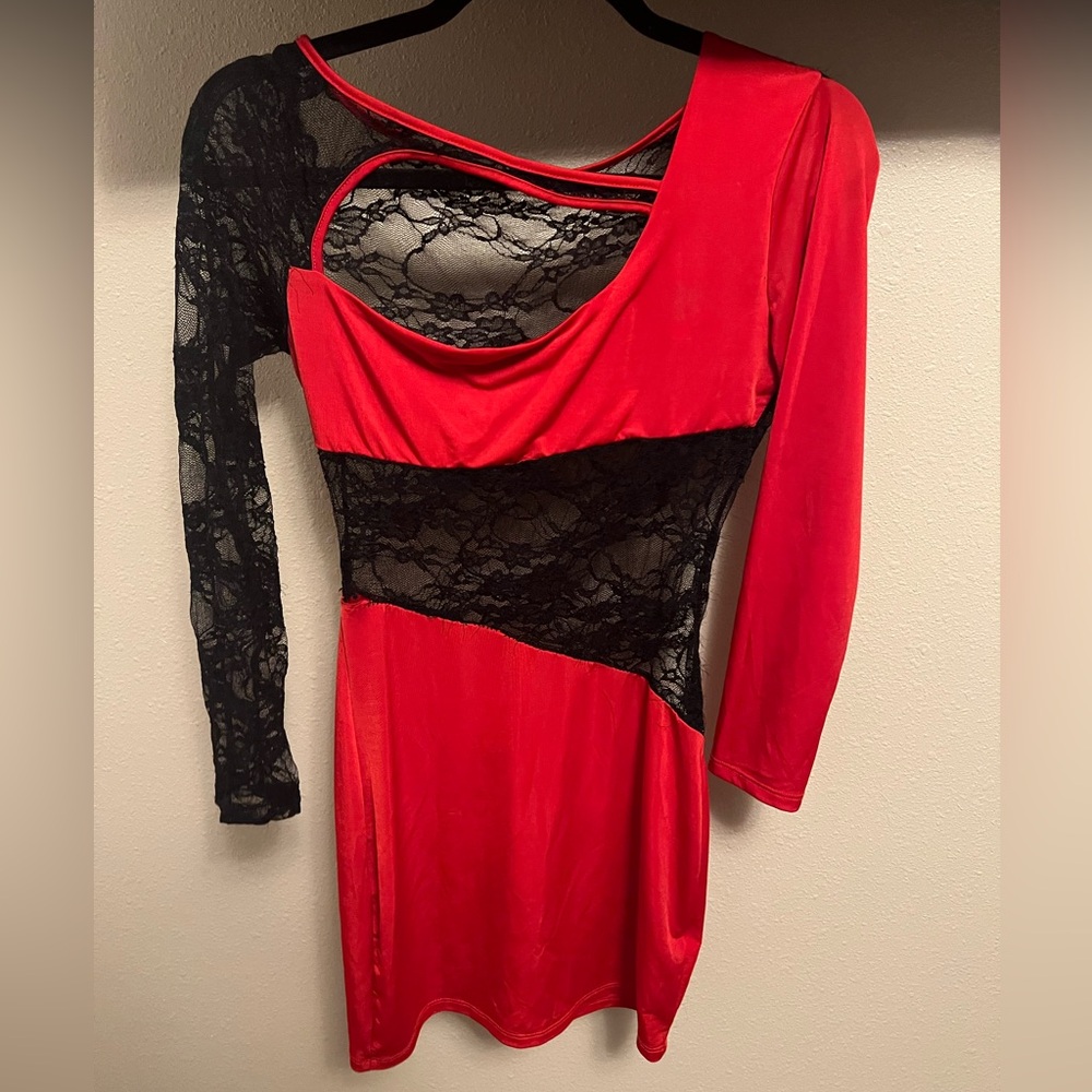 Red lace dress